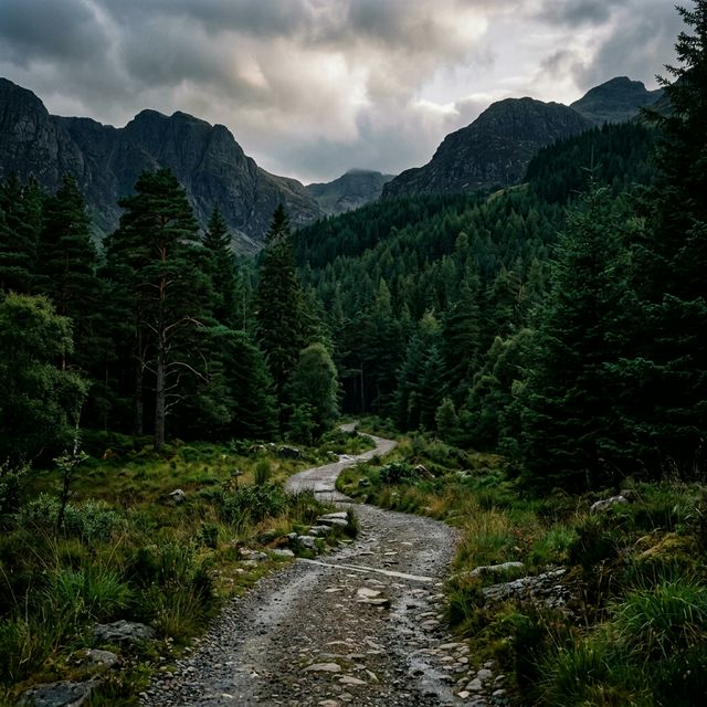 Majestic mountain forest path